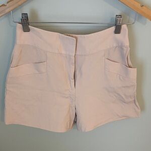 Club Monaco Pale Blush High-Waist Shorts with Front Pockets